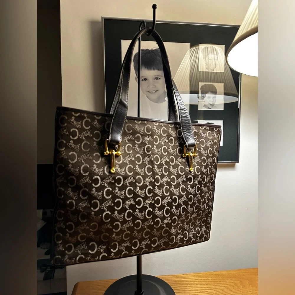 Celine Brown Canvas & Leather C Carriage Tote - Picture 4 of 15